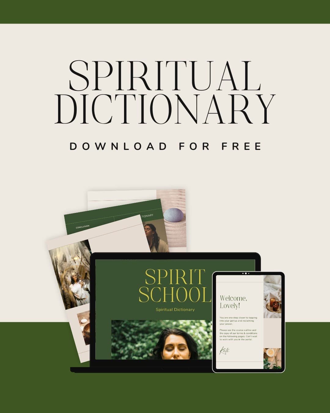 Spiritual Dictionary, shown on a laptop and a tablet