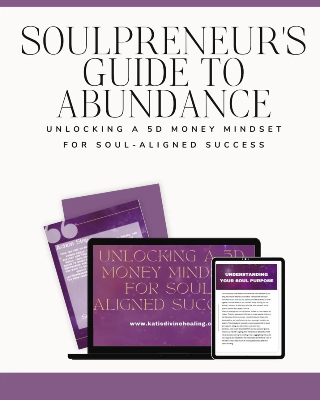 Soulpreneur’s Guide to Abundance, the ebook shown on a laptop and a tablet